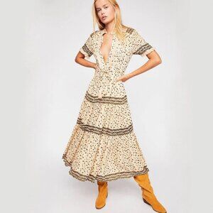 Free People Rare Feeling Pleated Maxi Dress In Neutral Size: S Boho